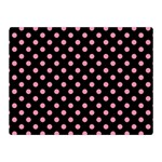 Polka Dots - Flamingo Pink on Black Double Sided Flano Blanket (Mini)