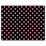Polka Dots - Flamingo Pink on Black Double Sided Flano Blanket (Medium)