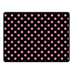 Polka Dots - Flamingo Pink on Black Fleece Blanket (Small) (One Side)