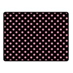Polka Dots - Flamingo Pink on Black Double Sided Fleece Blanket (Small) (Two Sides)