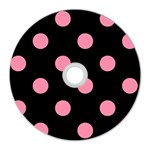 Polka Dots - Flamingo Pink on Black CD Wall Clock