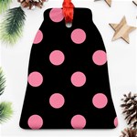 Polka Dots - Flamingo Pink on Black Ornament (Bell)