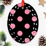 Polka Dots - Flamingo Pink on Black Ornament (Bell) Ornament (Oval Filigree)
