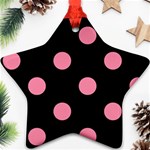 Polka Dots - Flamingo Pink on Black Ornament (Star)