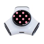 Polka Dots - Flamingo Pink on Black Portable USB Hub (One Side)