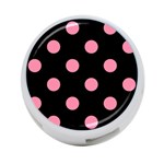 Polka Dots - Flamingo Pink on Black 4-Port USB Hub (One Side)
