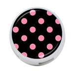 Polka Dots - Flamingo Pink on Black 4-Port USB Hub (Two Sides)