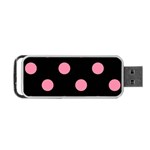 Polka Dots - Flamingo Pink on Black Portable USB Flash (One Side)