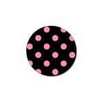 Polka Dots - Flamingo Pink on Black Golf Ball Marker (4 pack)