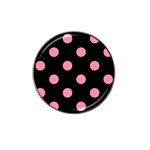 Polka Dots - Flamingo Pink on Black Hat Clip Ball Marker