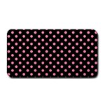 Polka Dots - Flamingo Pink on Black Medium Bar Mat