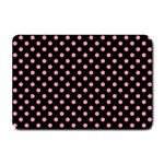 Polka Dots - Flamingo Pink on Black Small Doormat