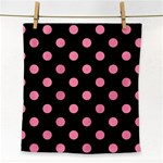 Polka Dots - Flamingo Pink on Black Face Towel