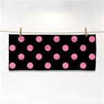 Polka Dots - Flamingo Pink on Black Hand Towel