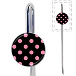 Polka Dots - Flamingo Pink on Black Book Mark