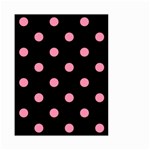 Polka Dots - Flamingo Pink on Black Small Garden Flag (Two Sides)