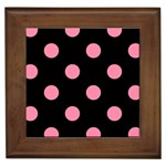 Polka Dots - Flamingo Pink on Black Framed Tile