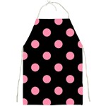 Polka Dots - Flamingo Pink on Black Full Print Apron