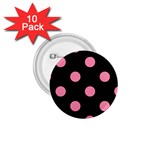 Polka Dots - Flamingo Pink on Black 1.75  Button (10 pack)
