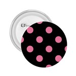 Polka Dots - Flamingo Pink on Black 2.25  Button