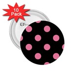 Polka Dots - Flamingo Pink on Black 2.25  Button (10 pack)