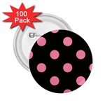 Polka Dots - Flamingo Pink on Black 2.25  Button (100 pack)