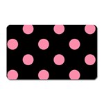 Polka Dots - Flamingo Pink on Black Magnet (Rectangular)