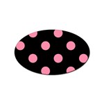Polka Dots - Flamingo Pink on Black Sticker (Oval)