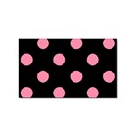 Polka Dots - Flamingo Pink on Black Sticker Rectangular (10 pack)