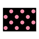 Polka Dots - Flamingo Pink on Black Sticker A4 (10 pack)