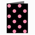 Polka Dots - Flamingo Pink on Black Greeting Cards (Pkg of 8)