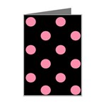 Polka Dots - Flamingo Pink on Black Mini Greeting Card