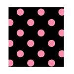Polka Dots - Flamingo Pink on Black Greeting Card 4.5  x 6 