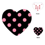 Polka Dots - Flamingo Pink on Black Playing Cards (Heart)