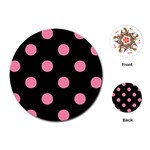 Polka Dots - Flamingo Pink on Black Playing Cards (Round)