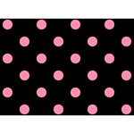 Polka Dots - Flamingo Pink on Black Birthday Cake 3D Greeting Card (7x5)