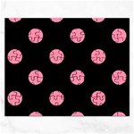 Polka Dots - Flamingo Pink on Black Jigsaw Puzzle (Rectangular)