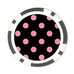 Polka Dots - Flamingo Pink on Black Poker Chip Card Guard (10 pack)