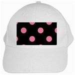 Polka Dots - Flamingo Pink on Black Black Cap