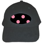 Polka Dots - Flamingo Pink on Black Black Cap