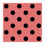 Polka Dots - Black on Coral Pink Medium Glasses Cloth (2 Sides)