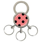 Polka Dots - Black on Coral Pink 3-Ring Key Chain