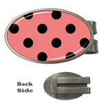 Polka Dots - Black on Coral Pink Money Clip (Oval)