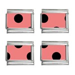 Polka Dots - Black on Coral Pink 9mm Italian Charm (4 pack)