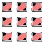 Polka Dots - Black on Coral Pink Mega Link Italian Charm (9 pack)