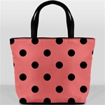 Polka Dots - Black on Coral Pink Bucket Bag