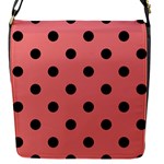 Polka Dots - Black on Coral Pink Flap Closure Messenger Bag (S)