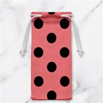 Polka Dots - Black on Coral Pink Jewelry Bag