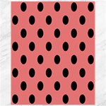 Polka Dots - Black on Coral Pink Canvas 11  x 14 