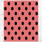 Polka Dots - Black on Coral Pink Canvas 20  x 24 